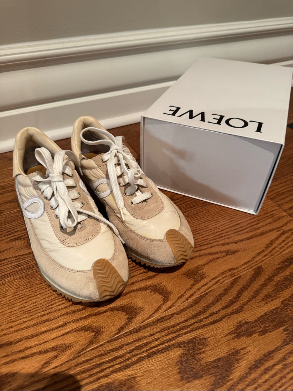 Loewe Cream and Tan Runner Sneakers